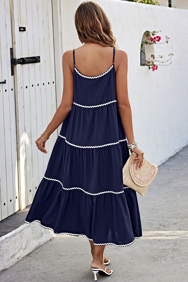 Spaghetti Strap Sleeveless Loose A Line Ankle Dres