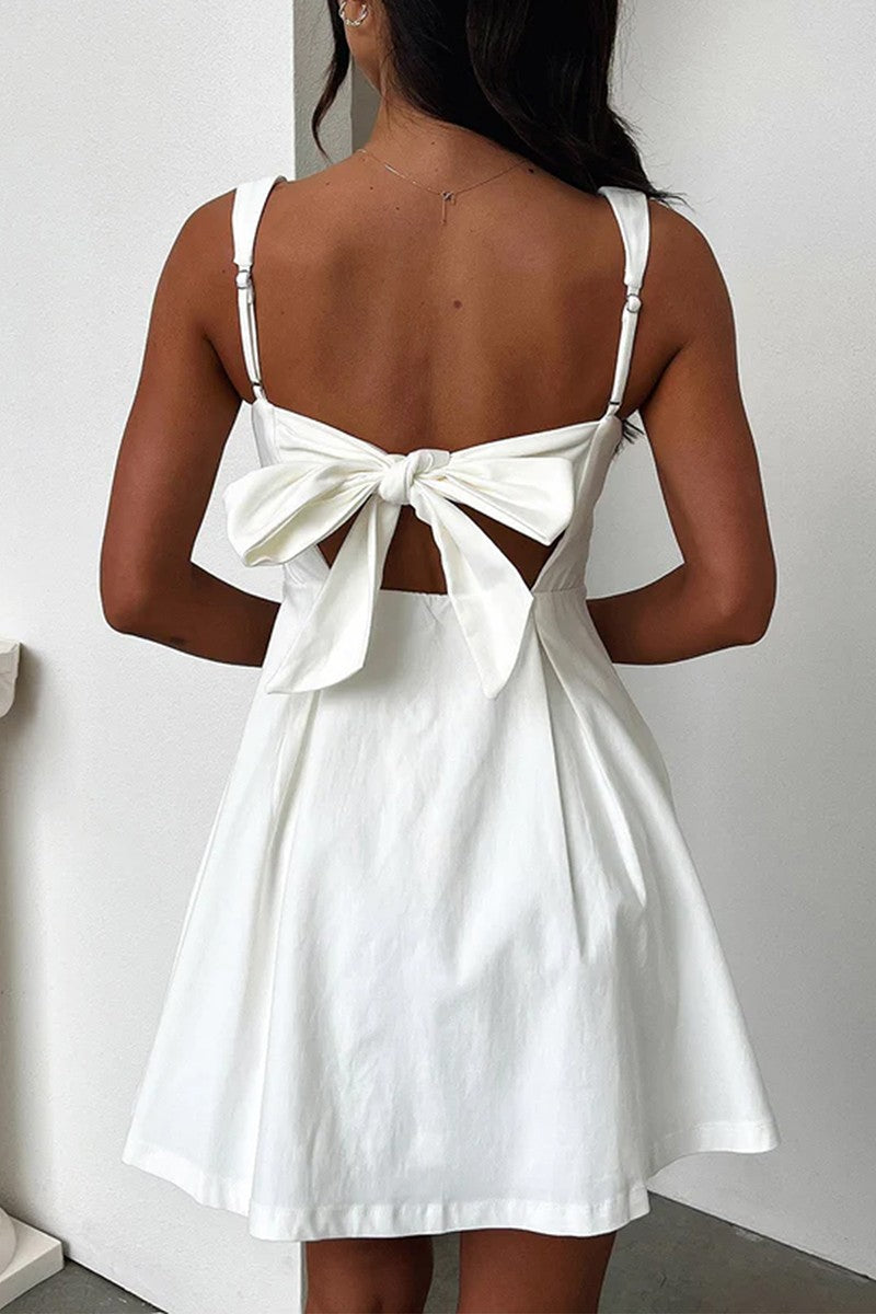 Solid Sleeveless Fit Wide Strap A Line Dress