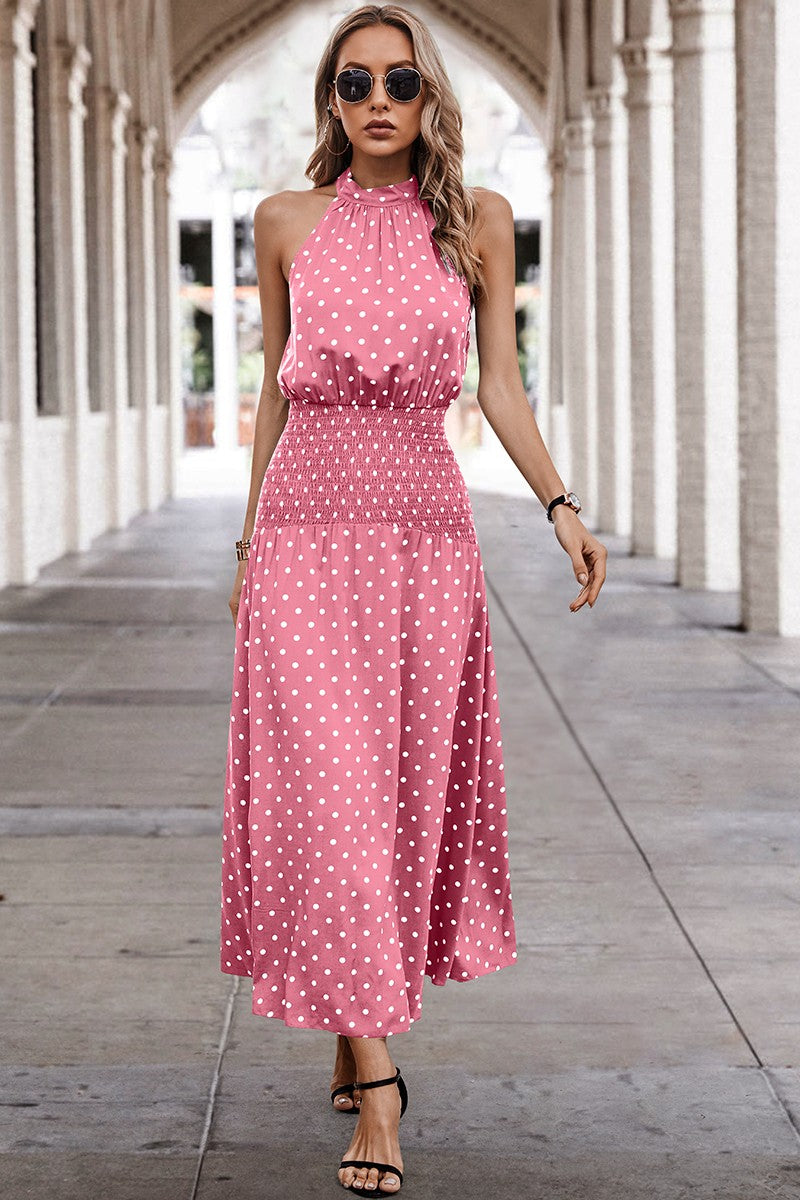 Halter Polka Dot Polka Dot Maxi Dress