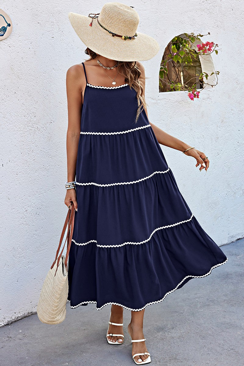 Spaghetti Strap Sleeveless Loose A Line Ankle Dres